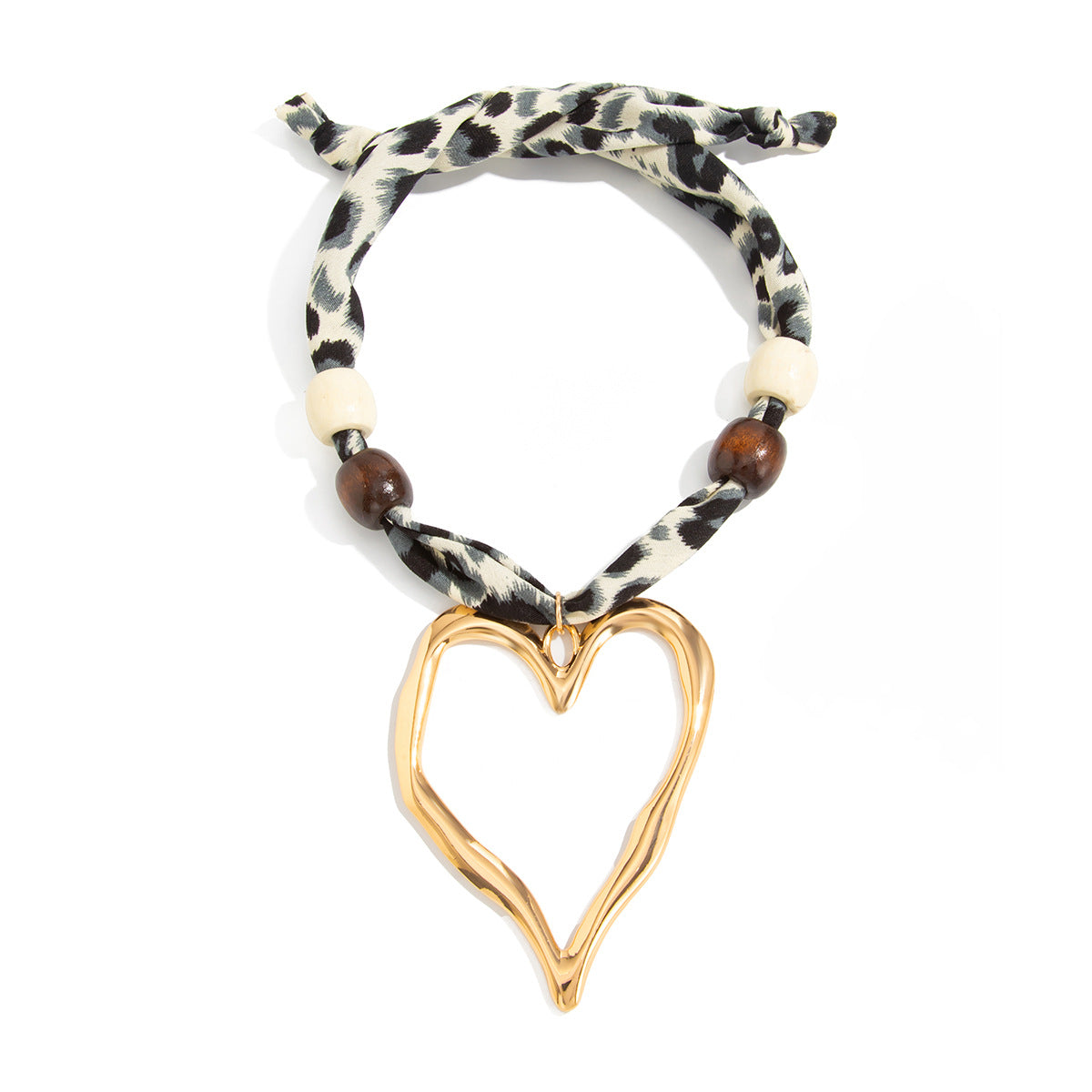 Women's Fashion Sexy Leopard Print Flannel Personality Big Love Pendants