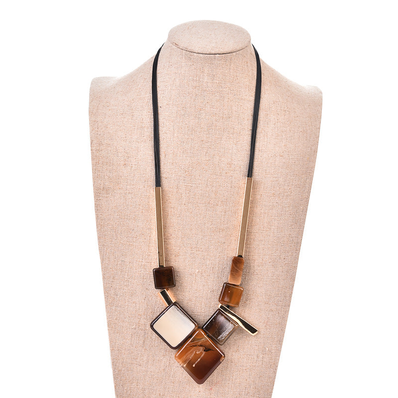 Fashion Wax Rope Acrylic Personalized Ethnic Style Long Sweater Chain Necklace
