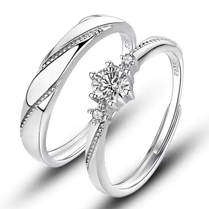 Women's & Men's Couple Simulation Diamond Opening Zircon Classic Rings