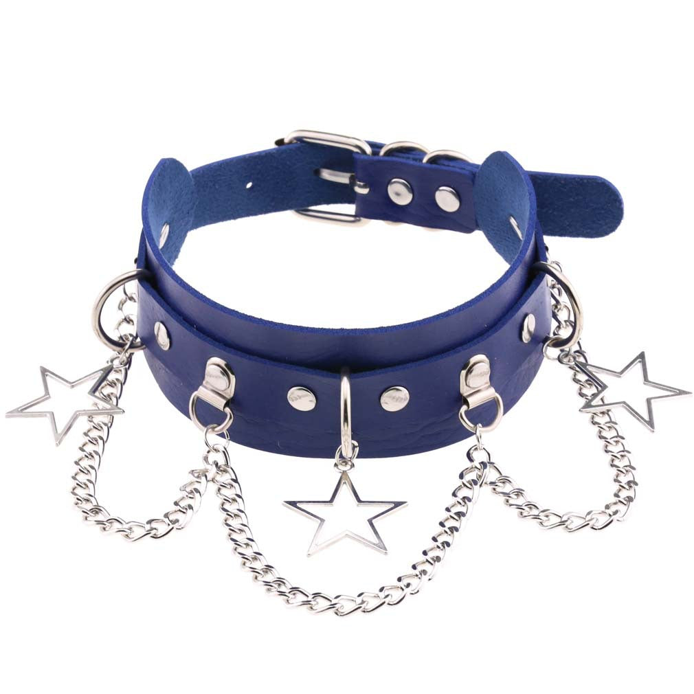 Street Shooting Nightclub Five-pointed Star Chain Clavicle Neck Bandana Collar
