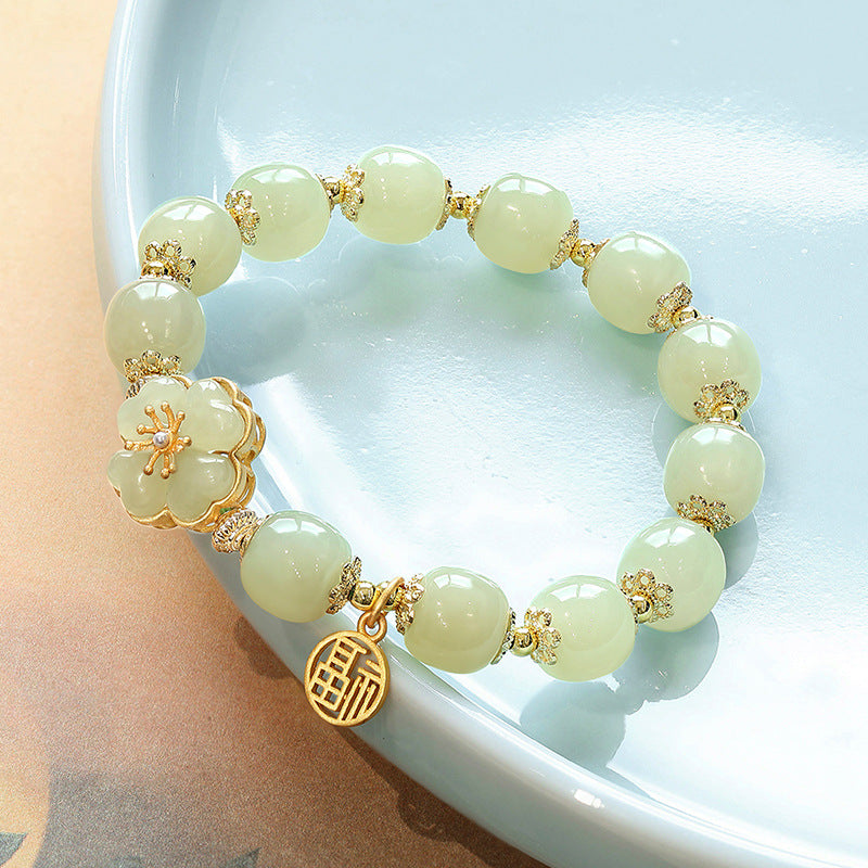 Happy Knock Peach Blossom Female Design Elegant High-grade Four-leaf Clover Bracelet