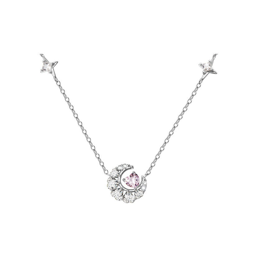 Series Female With Hearts Pink Diamond Star Moon Light Luxury Necklace