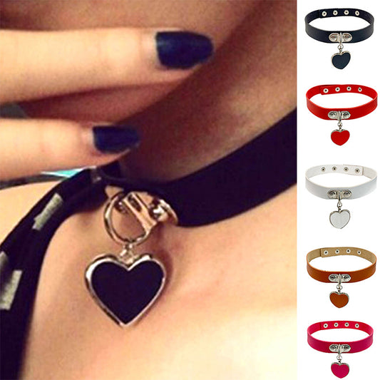 Comfortable Rock Punk Love Heart Leather Collar