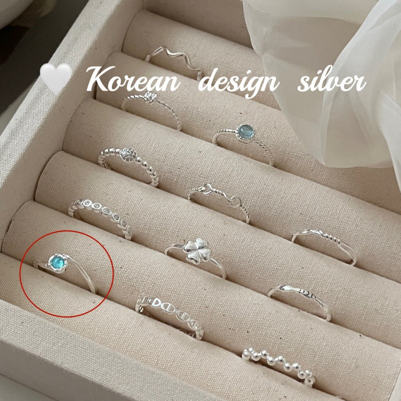 Sier Aquamarine Zircon Collection Twin Niche High Rings