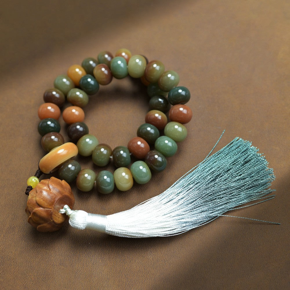 Women's & Men's Natural Bodhi Double Circle Abacus Beads Rosary Hand Bracelets