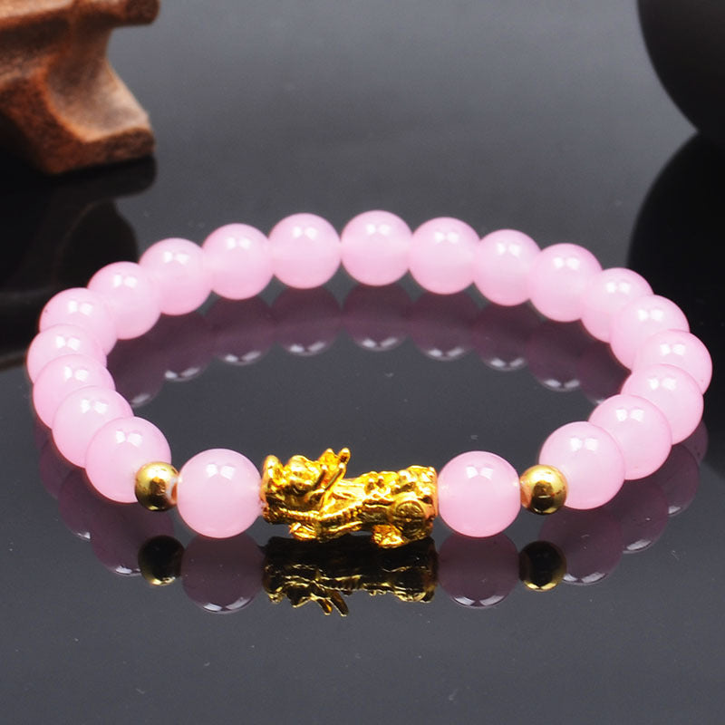 Pi Red Green Glass Bead Six Words Mantra Gold Will Bracelet