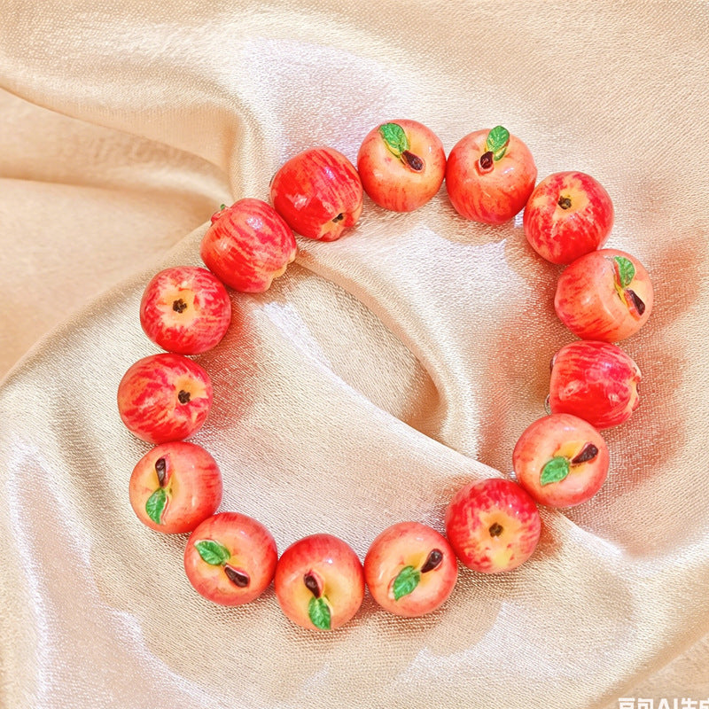 Good-looking Simulation Red Apple Lucky Synthetic Resin Bracelets
