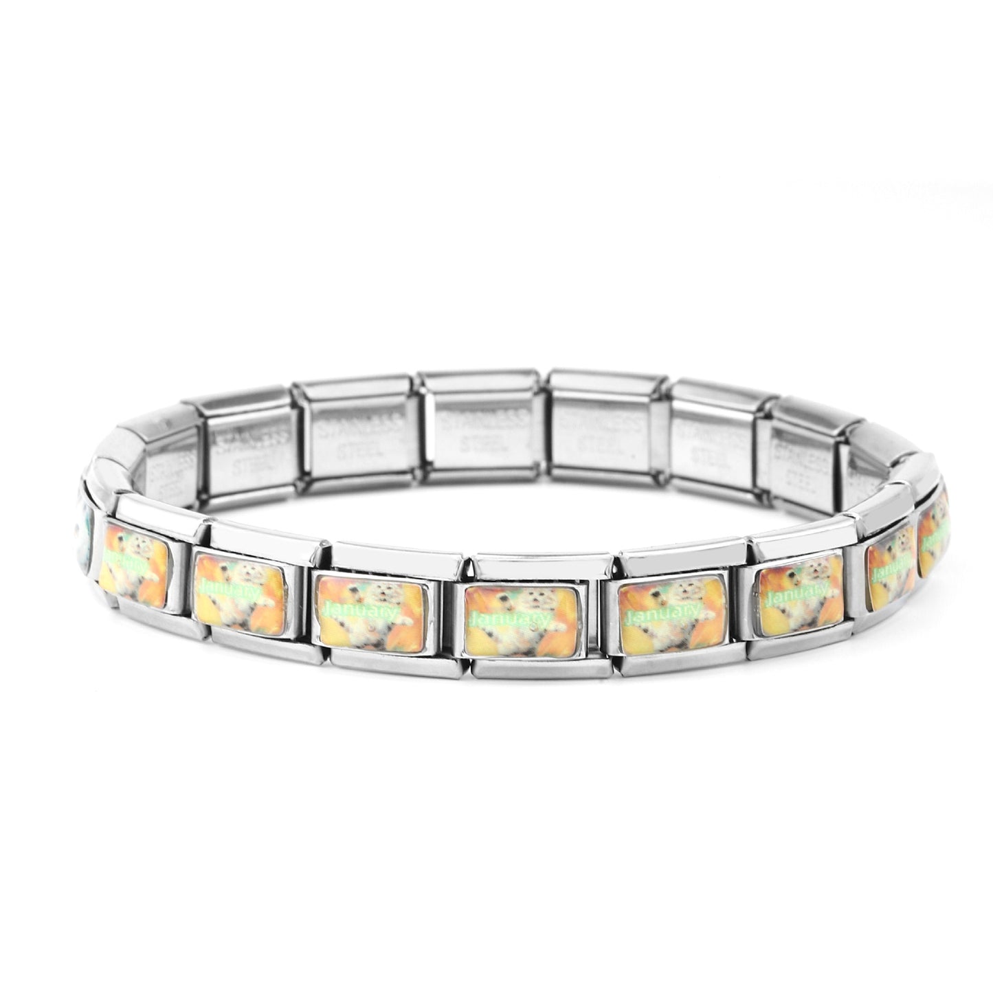Italian Cartoon Cat Module Stainless Steel Bracelets