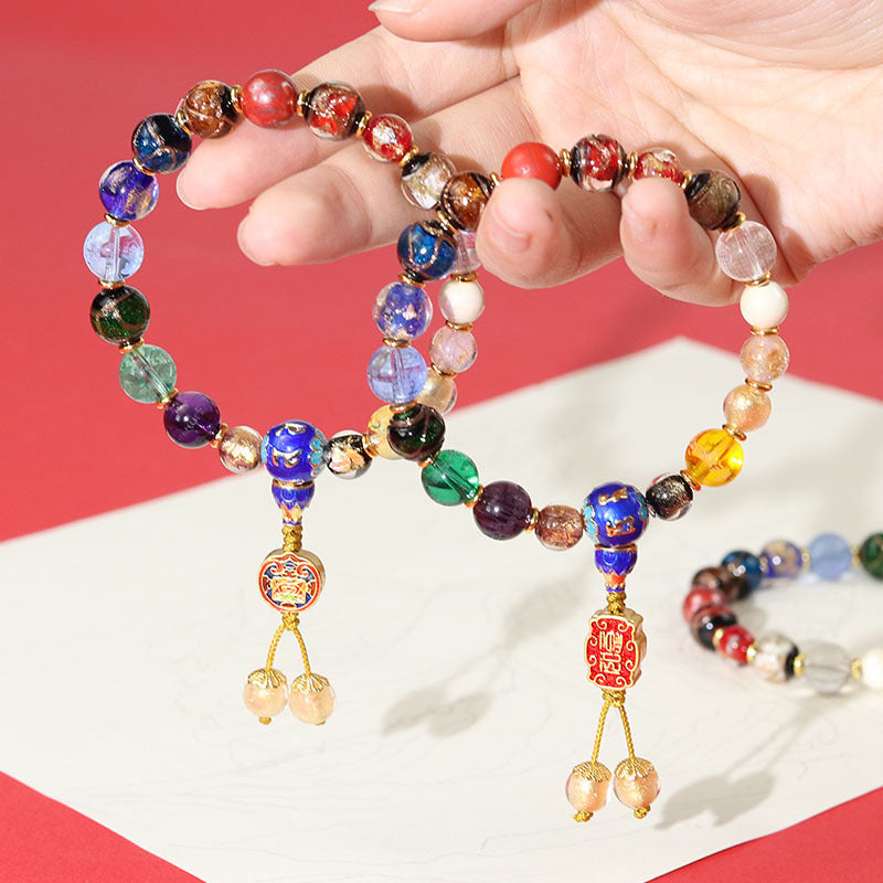 Fragrant Gray Colored Glaze Eighteen Prayer Beads Yellow God Of Bracelet