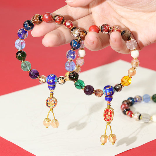Fragrant Gray Colored Glaze Eighteen Prayer Beads Yellow God Of Bracelet
