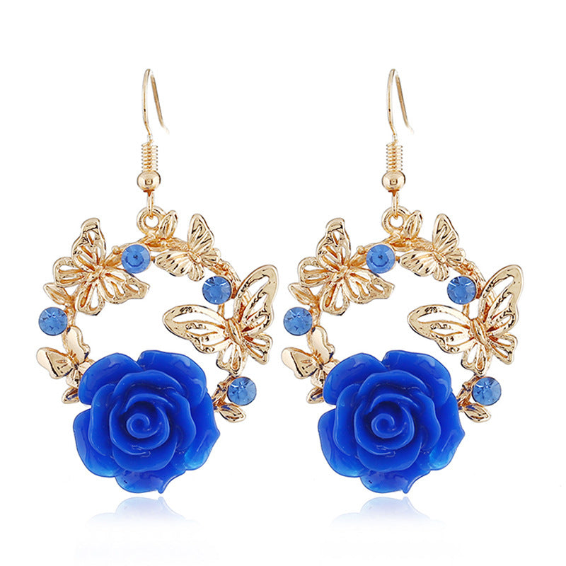 Women's Rose Resin Camellia Metal Alloy Temperament Fairy Earrings