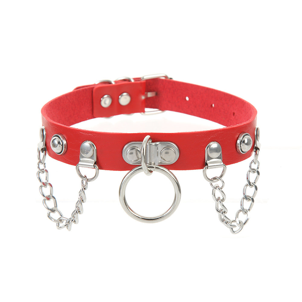 Women's Band Chain Design Leather High-grade Punk Necklaces