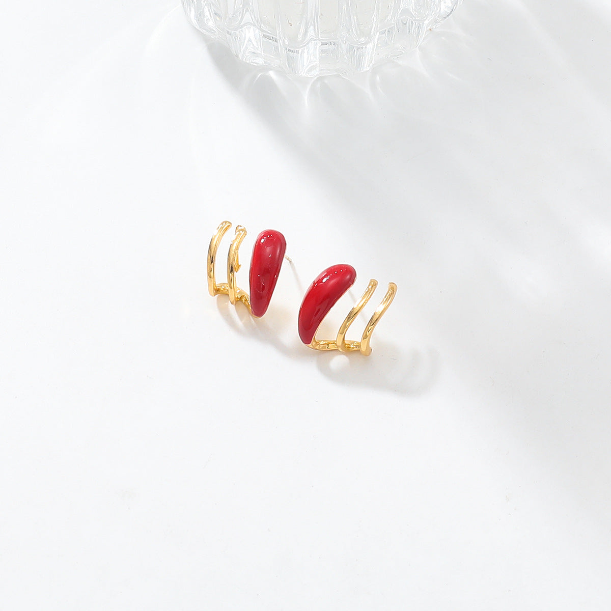 Spring Wine Red Unique Drop-shaped Simple Minority Earrings