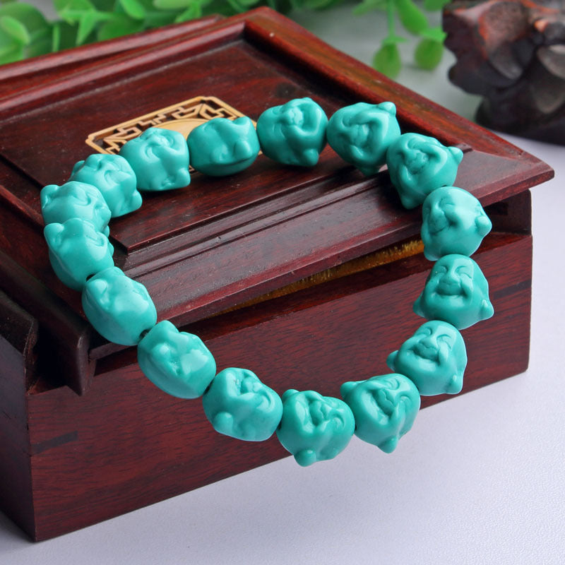High Porcelain Turquoise Explosion Flower Round Beads Bead Glaze Bracelets