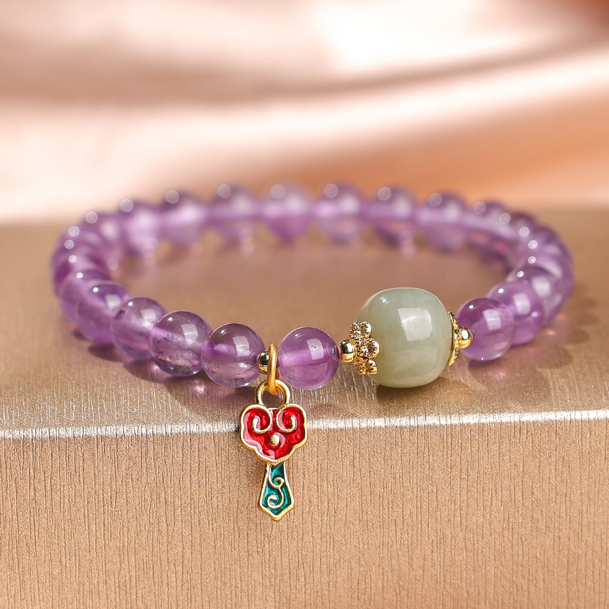 Women's Natural Amethyst Beaded For Mild Luxury Retro Bracelet