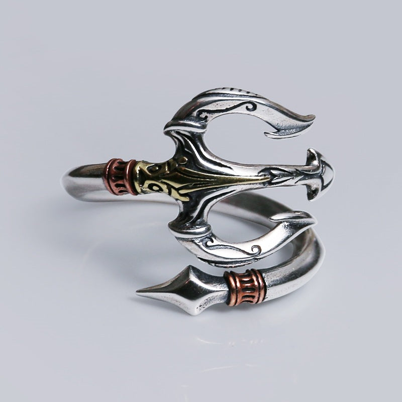 Women's & Men's Trident Sier Jewelry Niche Designer Hipster Rings