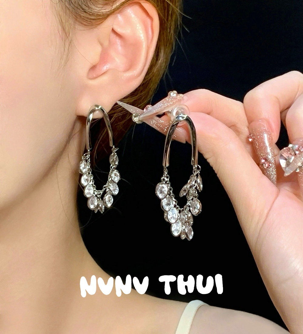 Crystal Sunflower Gem Starry Sky Dome Earrings