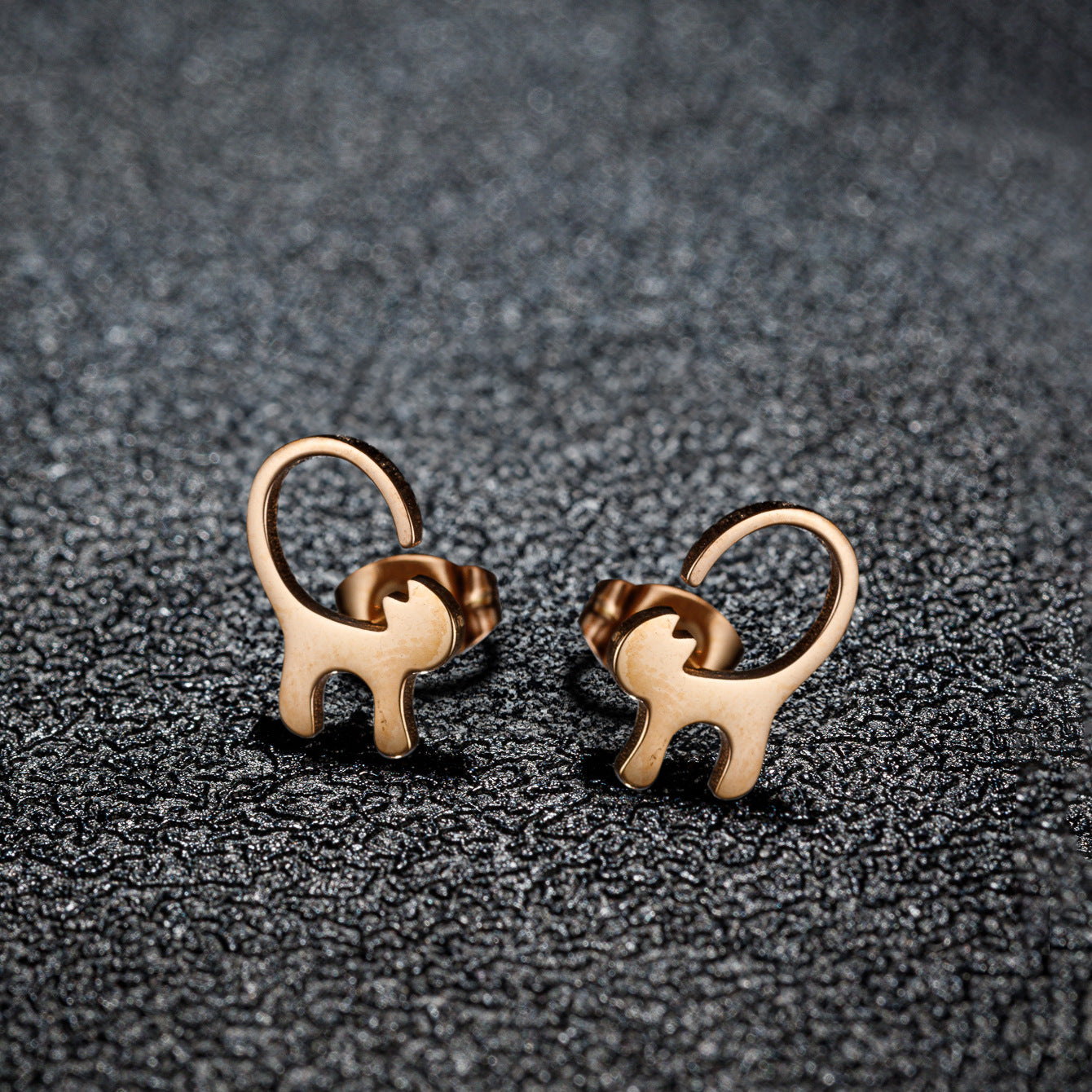 Stainless Steel Goldfish Bird Ear Design Ghost Skull Stud Earrings