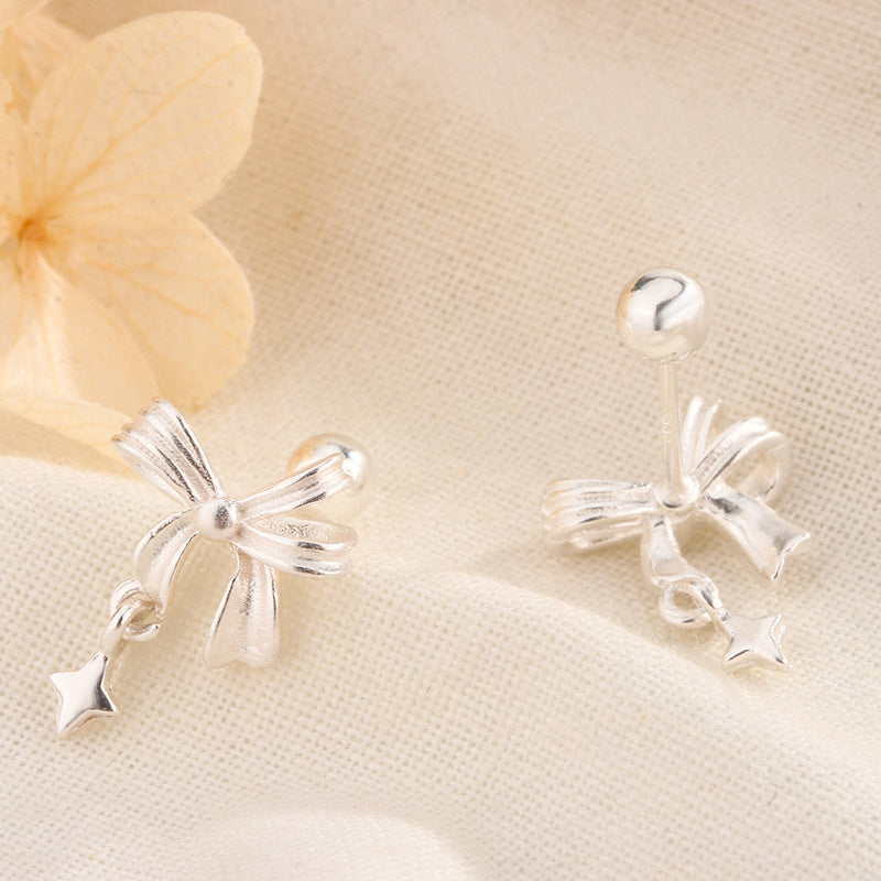 Light Luxury Bow Tassel Star Ear Niche Design Bone Before Stud Earrings