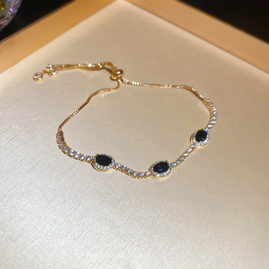 Women's Austrian Bright Gem Flower Light Luxury High-grade Court Style Fashion Bracelets