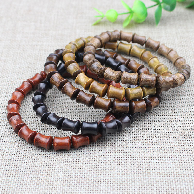 Women's & Men's Green Sandalwood Bamboo Ebony Rosewood Single Bracelet