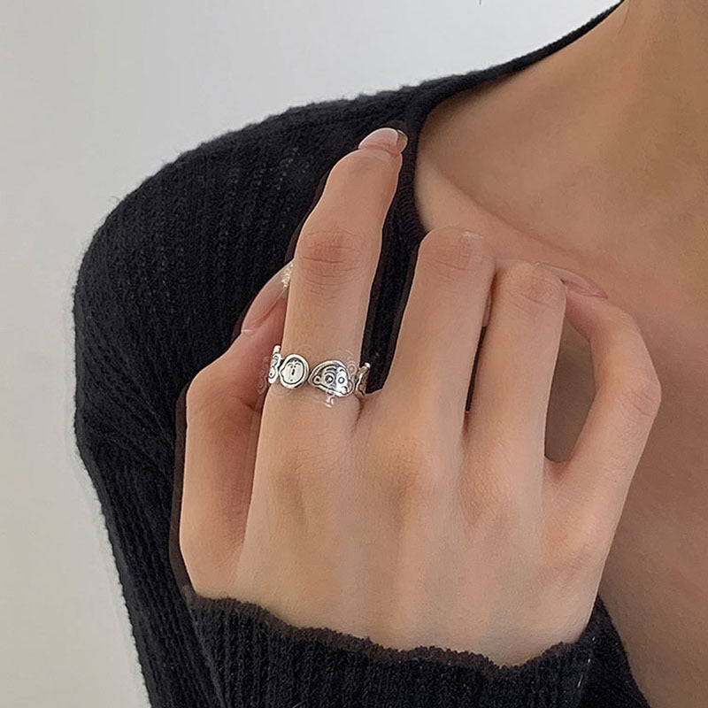 Cute Anime Cartoon Figures Small Female Niche Design Adjustable Ring