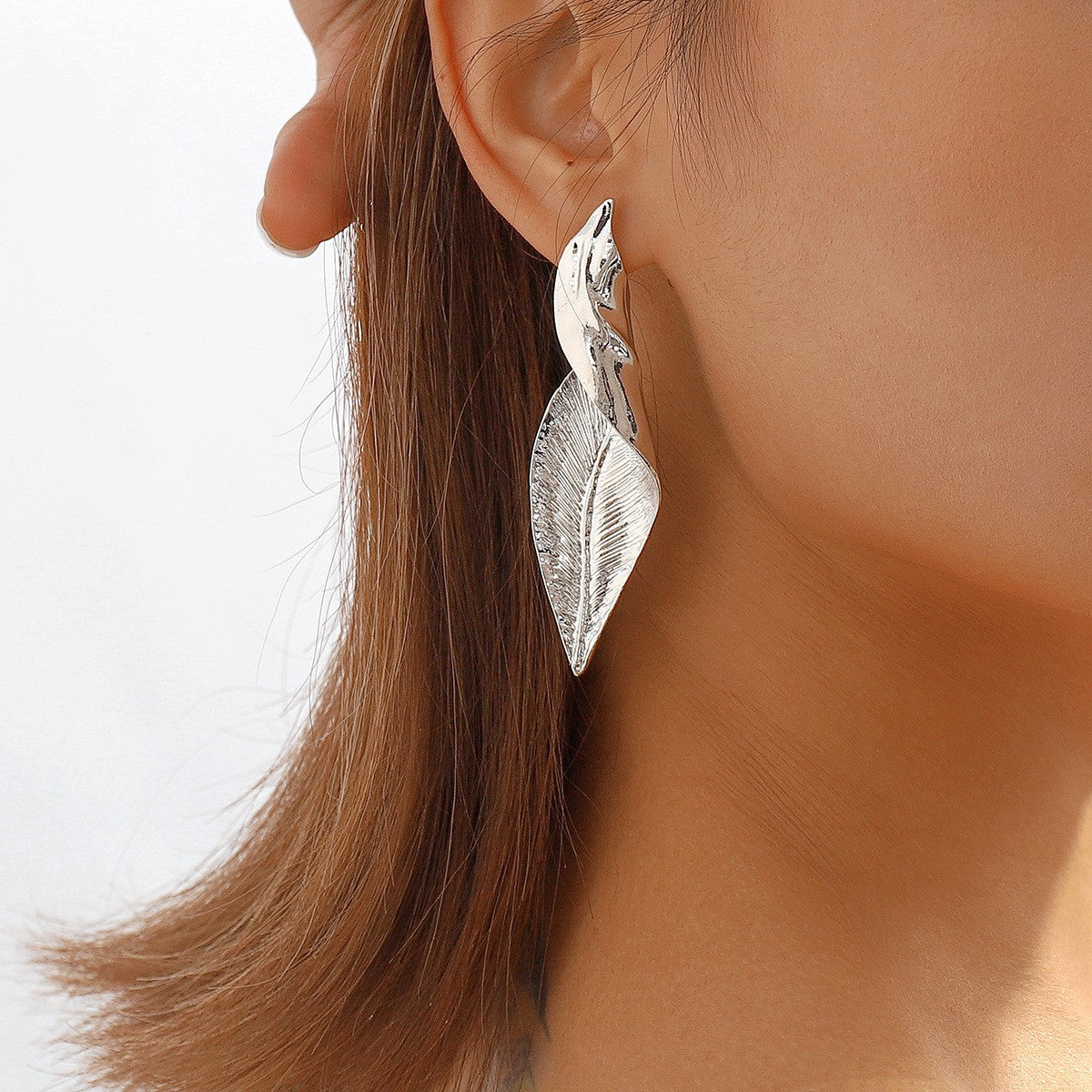 Cold Style Exaggerated Leaf-shaped Design Unique Earrings