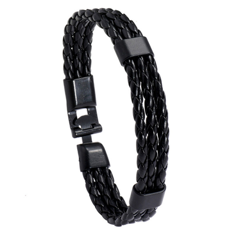 Attractive Unique Vintage Leather Alloy Woven Bracelets