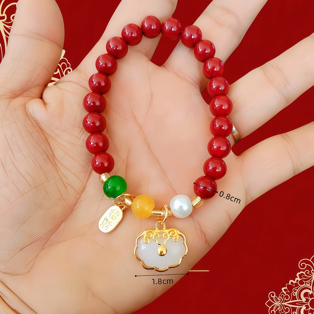 Jade Barrel Beads Gold Pi Longevity Bracelets