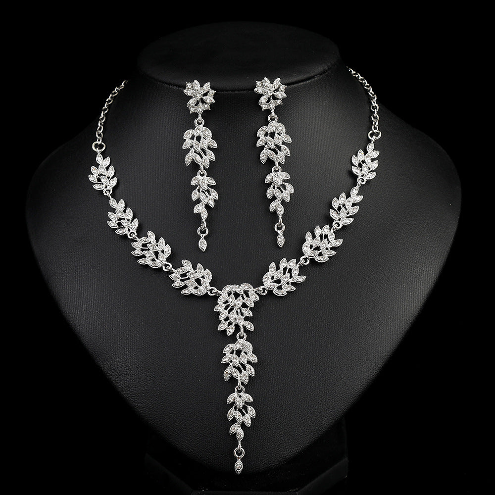 High-grade Crystal Diamond Wedding Dress Banquet Jewelry Set