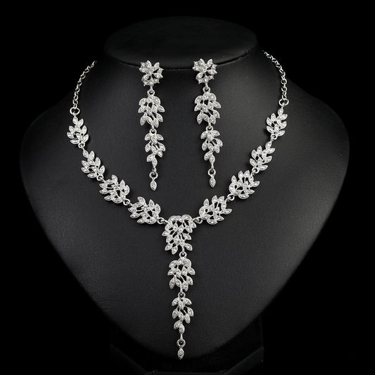 High-grade Crystal Diamond Wedding Dress Banquet Jewelry Set