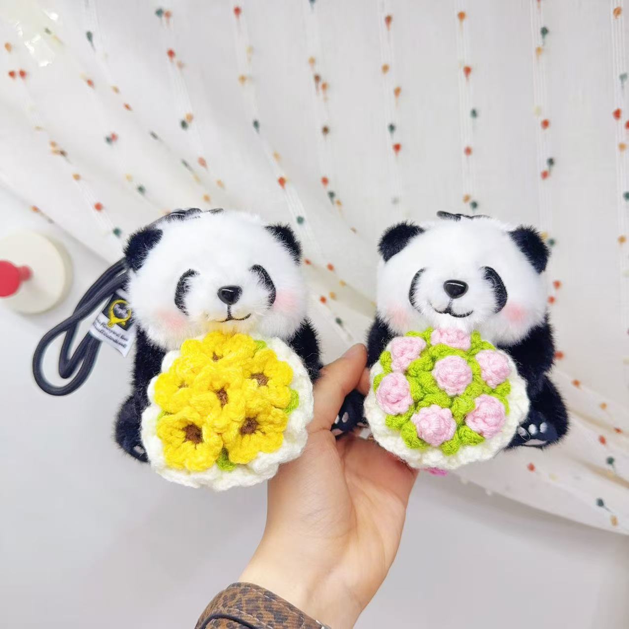 Panda Hug Flower Base Gift Cute Pendants