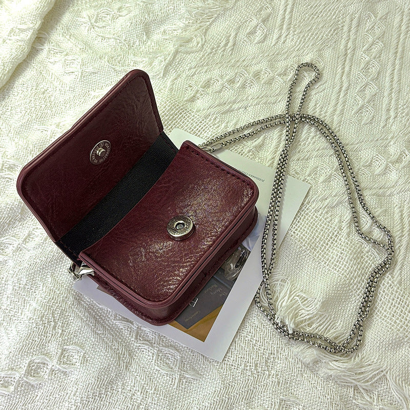 Design Texture Chain Bag Mini Square Commuter Necklaces