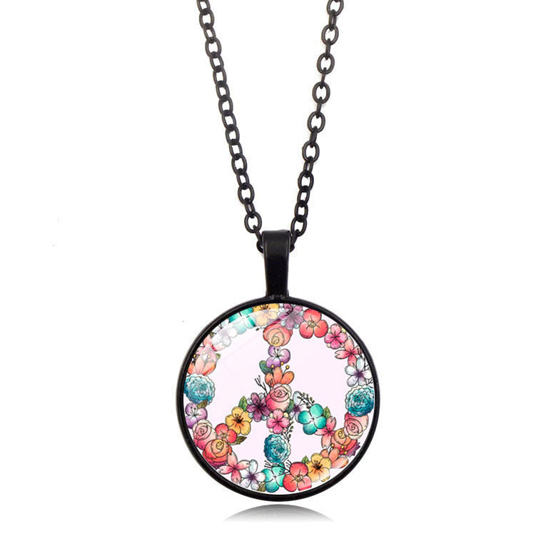 Women's Flower Peace Logo Time Stone For Vintage Necklaces