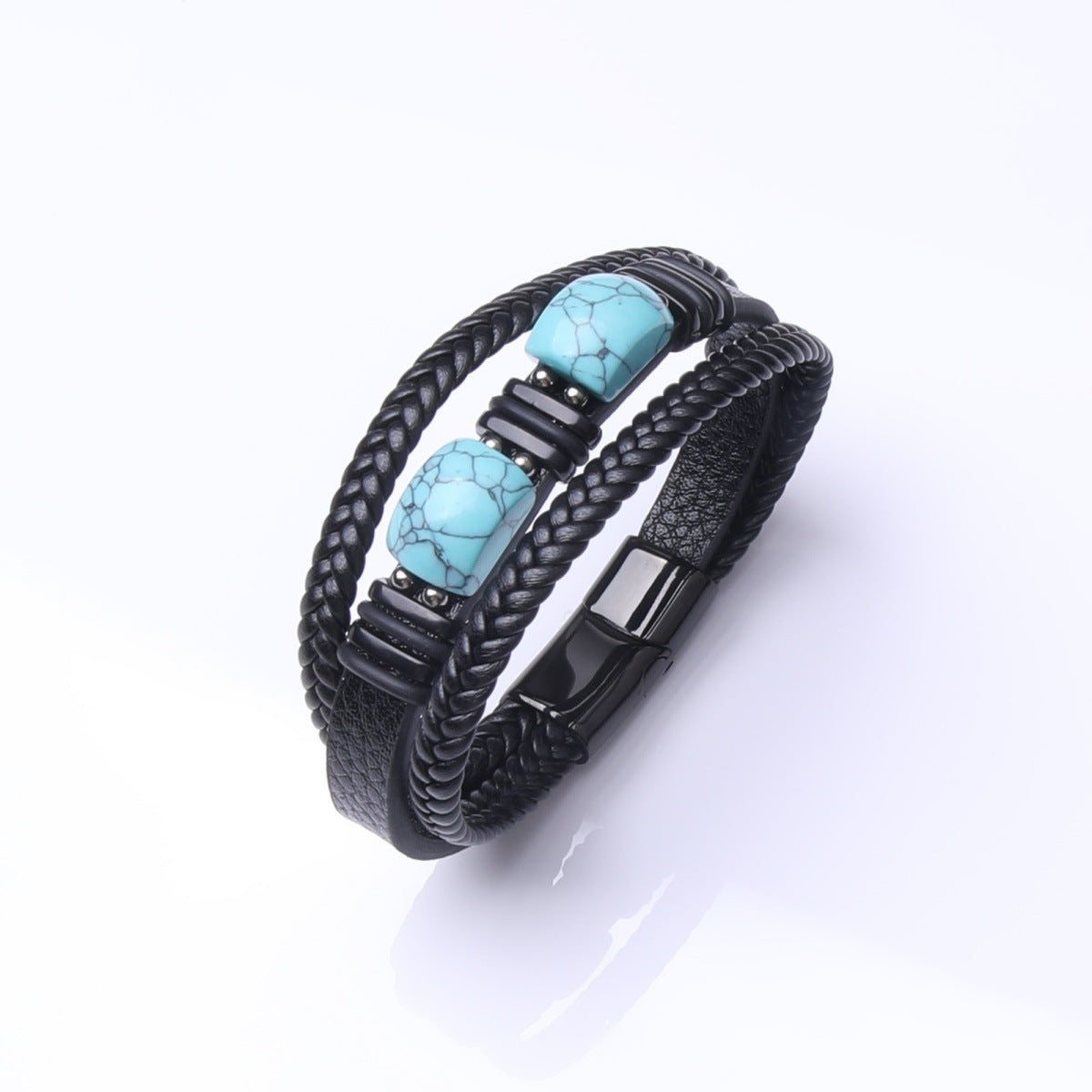 Men's Rope Leather Stone Magnetic Buckle Bracelets