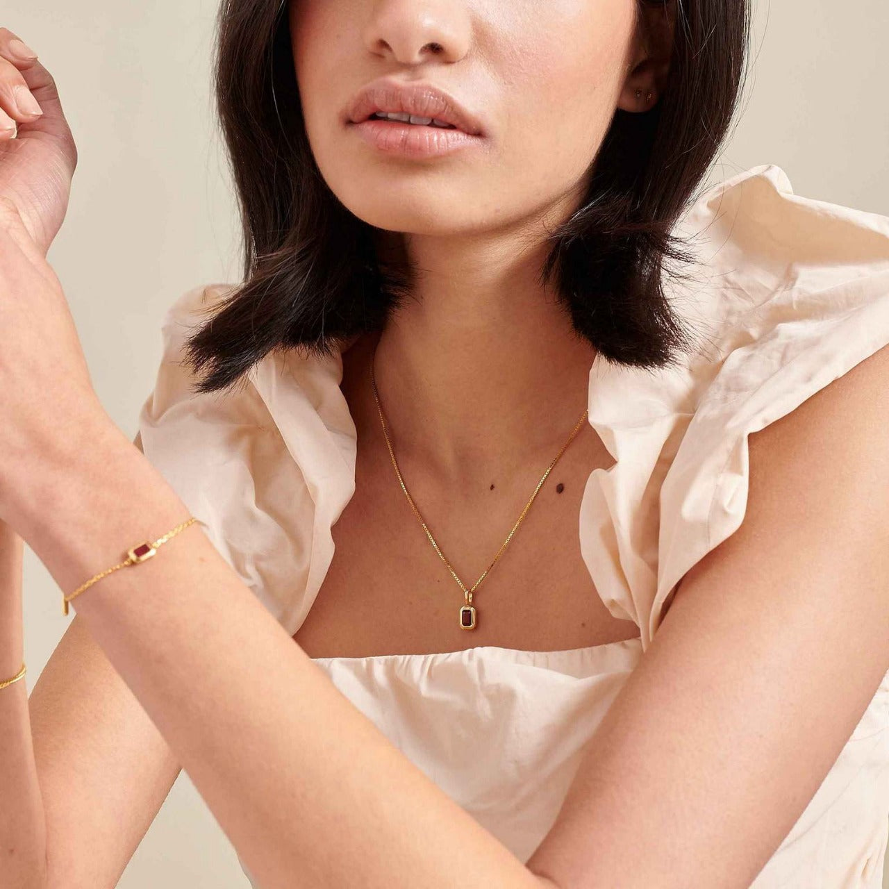Birthstone Parts Female Twee Square Zircon Necklaces