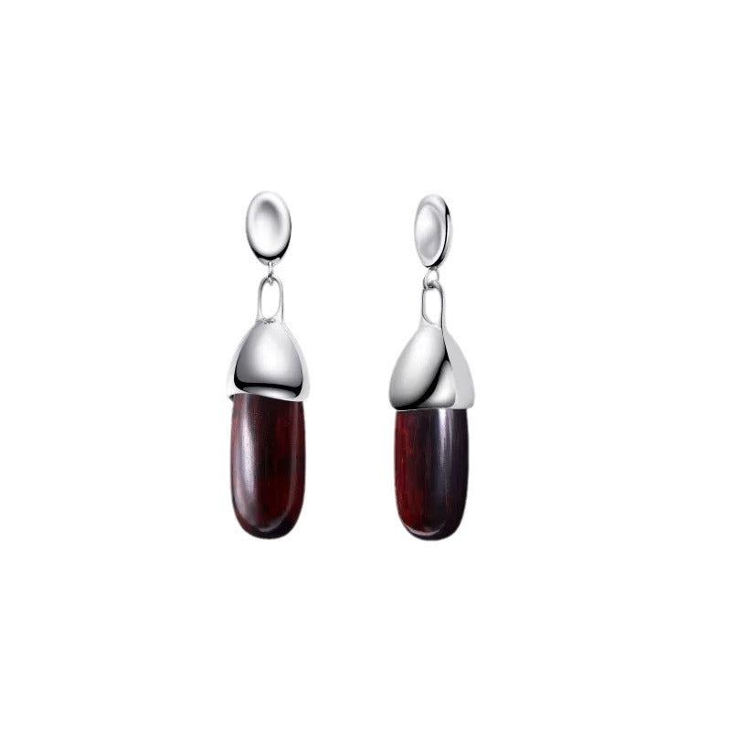 Women's Style Red Tigereye For Retro Minority Earrings