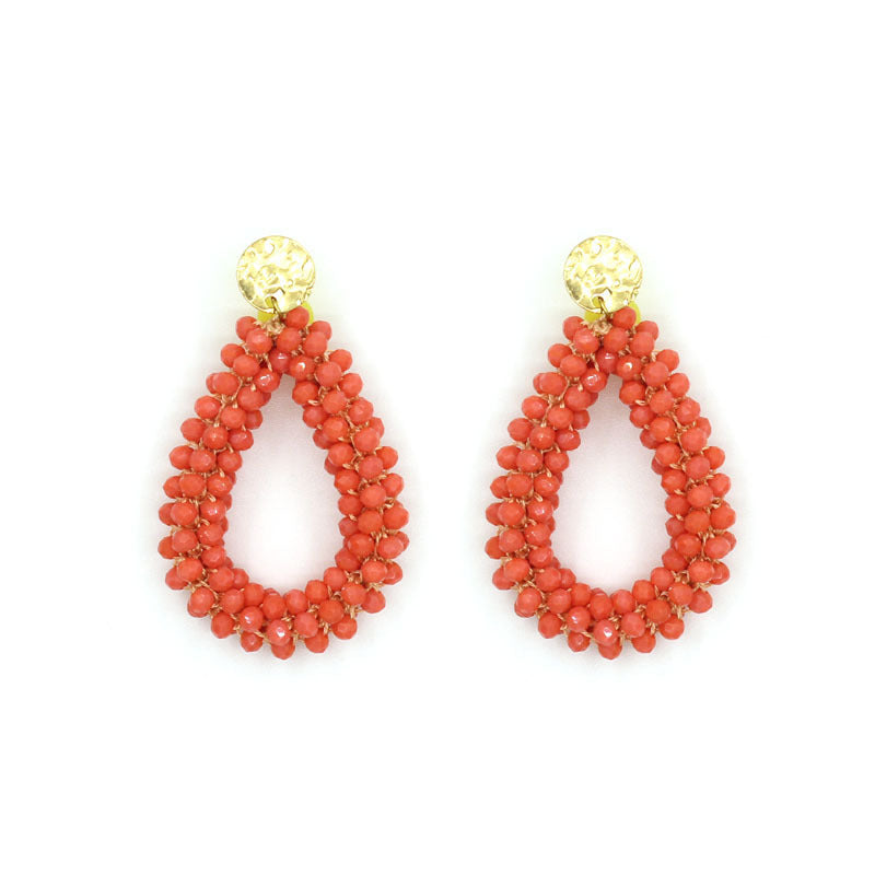 Women's Handmade Woven Crystal Fashion Water Drop Creative Bohemian Chic Earrings