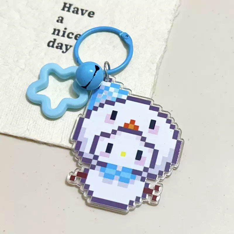 Pixel Cartoon Key Button Schoolbag Cute Acrylic Hang Decorations Hanging Ornaments