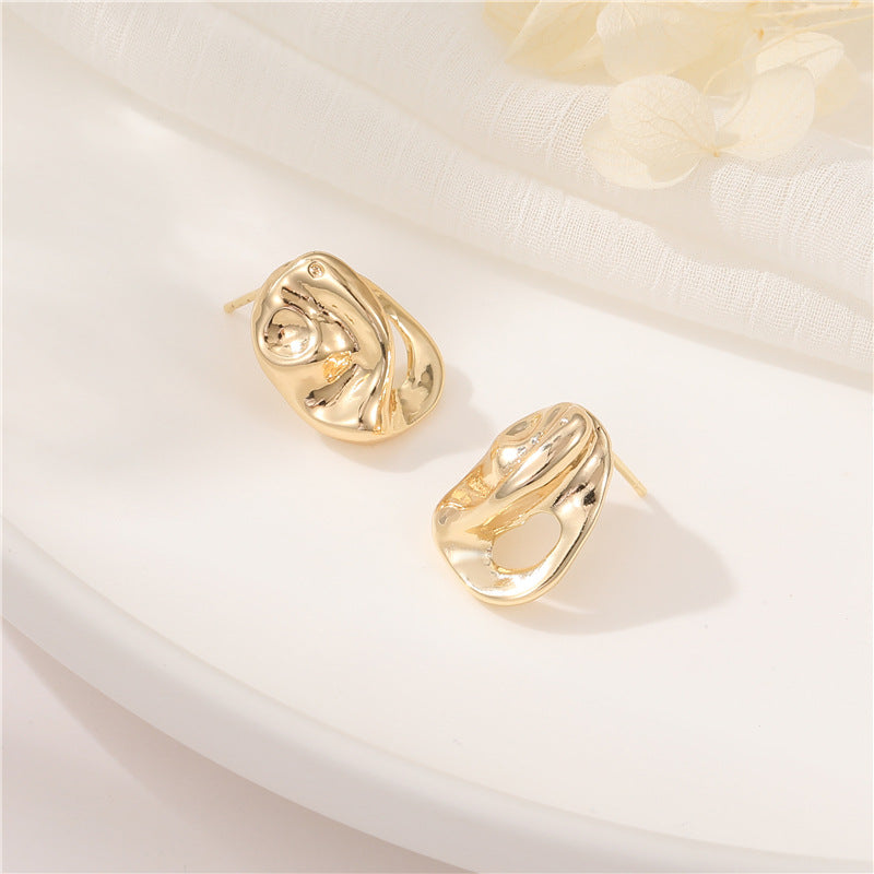 Women's Vintage Crumpled Head Portrait High-grade Temperament With Stud Earrings