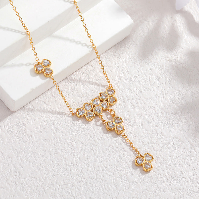 Round Female Special Interest Light Luxury Gold-plated Stainless Jewelry Set