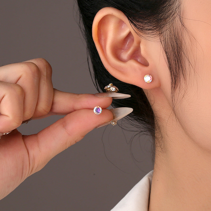 Women's Sier With Colorful Zircon Simple Design Rings
