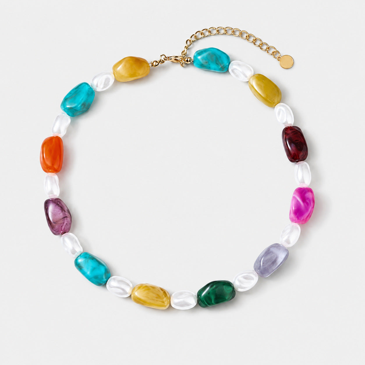 Resin Colorful Acrylic Jelly Clavicle Chain Bohemian Love Barrel Necklaces