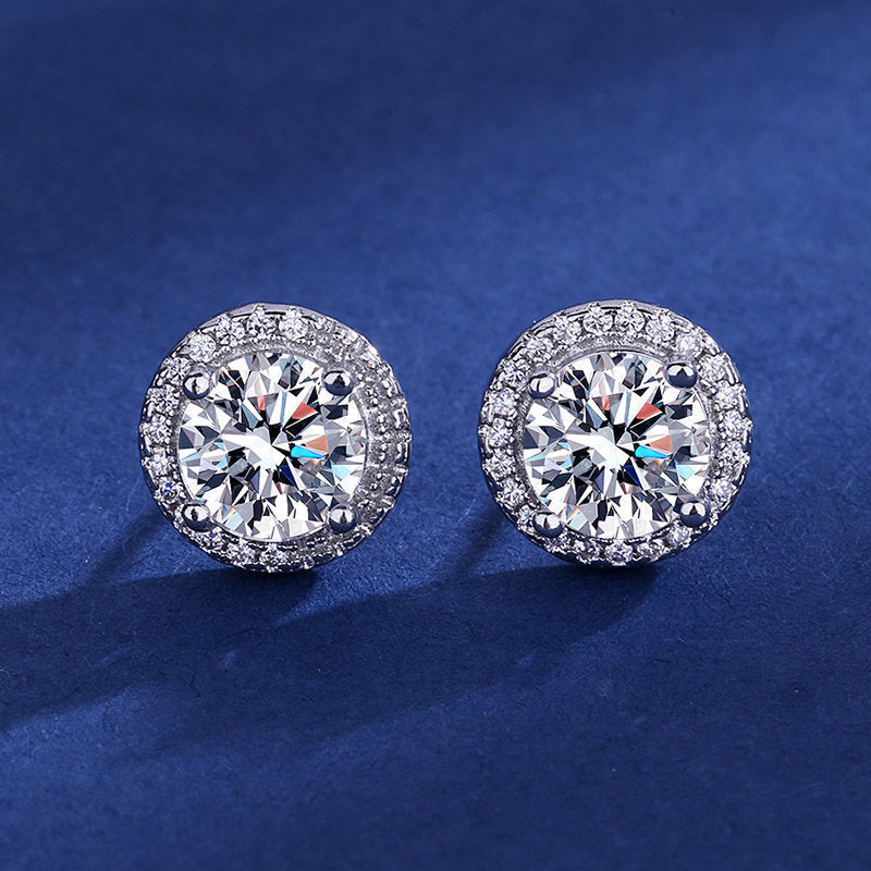 Moissanite Ear Female With Hearts Sterling Earrings