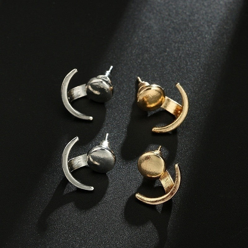 Women's Fashion Crescent Cute Earmuffs Sun Moon Earrings