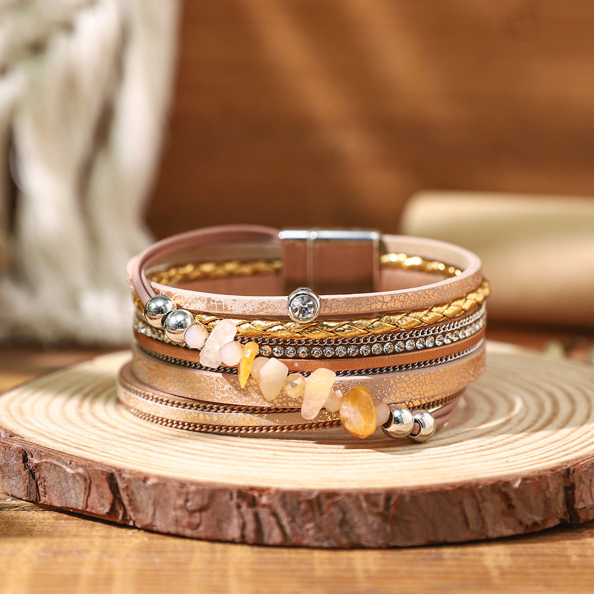 Twin Sense Leather Female Style Niche Design Bracelet