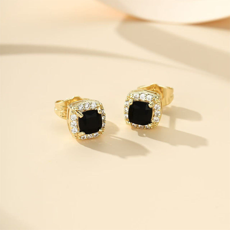 Inlaid Zirconium Color Retaining Ear Simple Earrings