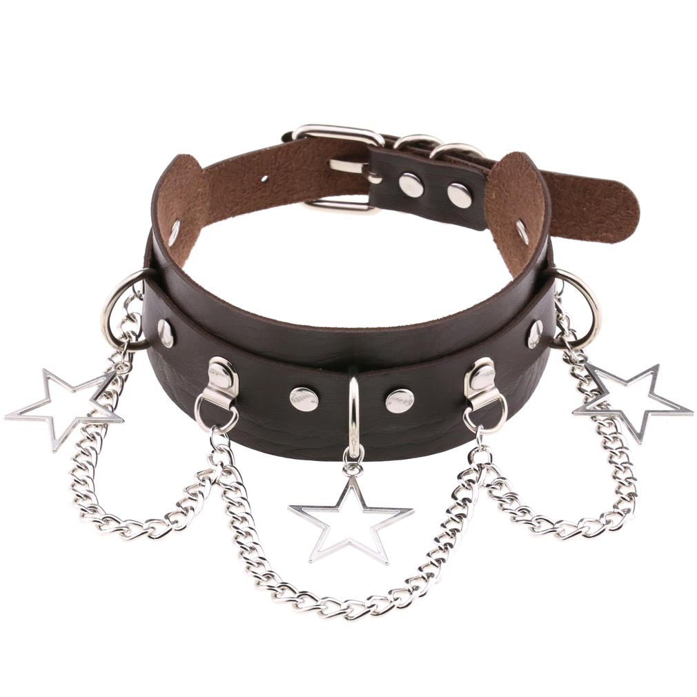 Street Shooting Nightclub Five-pointed Star Chain Clavicle Neck Bandana Collar