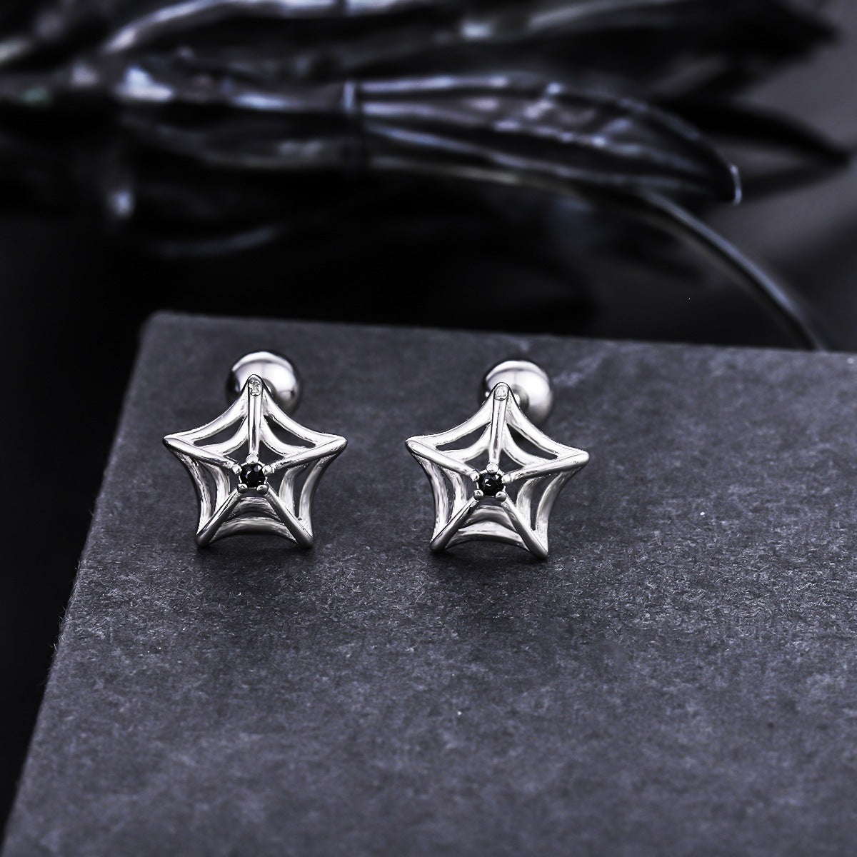 Women's & Men's Titanium Steel No Fading Mesh Star Zircon Ear Friends High Earrings