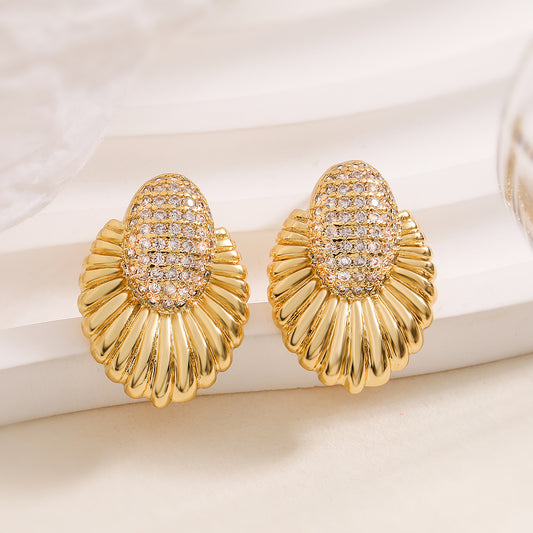 Interest Light Luxury Zircon Geometric Ear Female Earrings